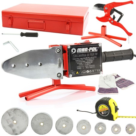 Polifusore per Saldatura di Tubi in PE PP PB | 7 Matrici Ø16-63mm | 2700W | 230V/50Hz | Gamma Temperatura 50-300°C